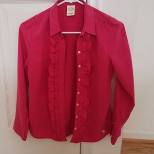 Vintage Abercrombie women girl teen blouse ruffle top pink